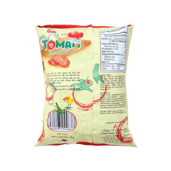 Oishi Snack Bag 40g Tomato Flavour - Image 2